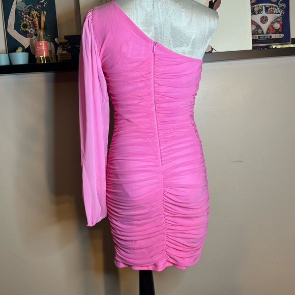 Hello Molly One Shoulder Ruched Mini Dress Size 8 - Picture 2 of 8
